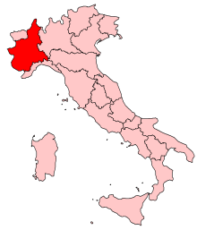 Position du Piedmont sur la carte d'Italie